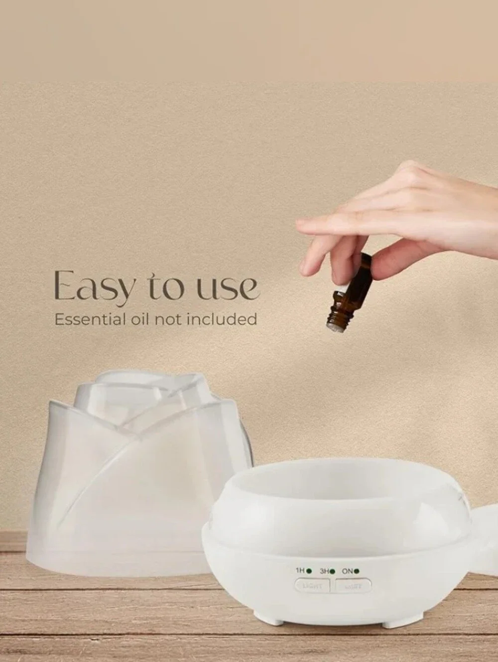 Earnest Living Rose Ultrasonic Essential Oil Diffuser + Essential Oils Bundle